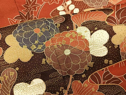 平和屋着物■訪問着　駒刺繍　菊花文　金彩　正絹　逸品　BAAY0115mz