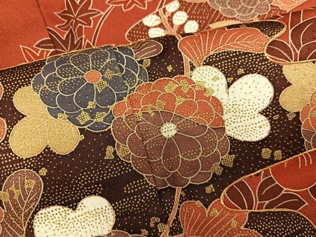 平和屋着物■訪問着　駒刺繍　菊花文　金彩　正絹　逸品　BAAY0115mz