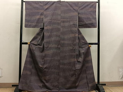 平和屋着物■上質な紬　幾何学文様　正絹　逸品　BAAY0116mz