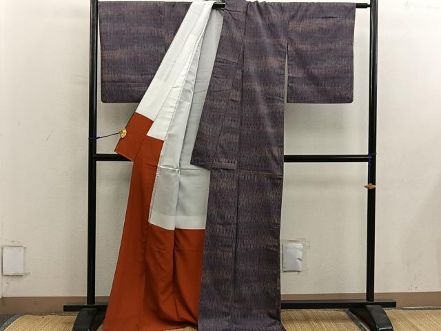 平和屋着物■上質な紬　幾何学文様　正絹　逸品　BAAY0116mz