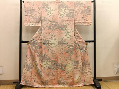 平和屋着物■上質な小紋　流水菊花文　暈し染め　正絹　逸品　BAAY0119mz