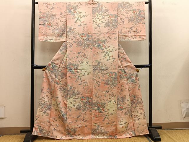平和屋着物■上質な小紋　流水菊花文　暈し染め　正絹　逸品　BAAY0119mz