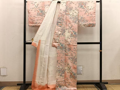 平和屋着物■上質な小紋　流水菊花文　暈し染め　正絹　逸品　BAAY0119mz