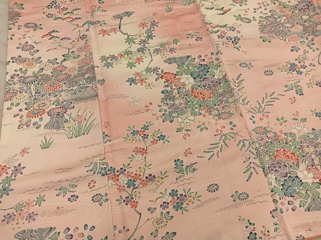 平和屋着物■上質な小紋　流水菊花文　暈し染め　正絹　逸品　BAAY0119mz