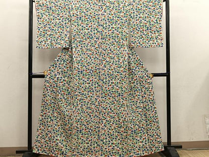 平和屋着物■上質な小紋　草花文　正絹　逸品　BAAY0120mz
