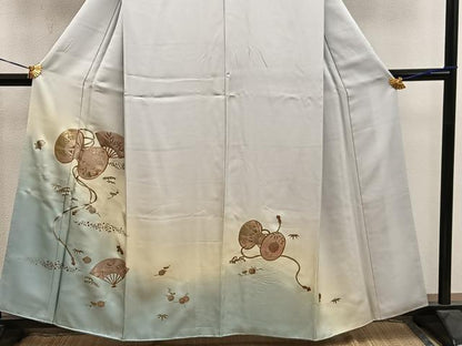 平和屋着物■訪問着　扇面檜扇花文　暈し染め　金彩　正絹　逸品　BAAY0122mz