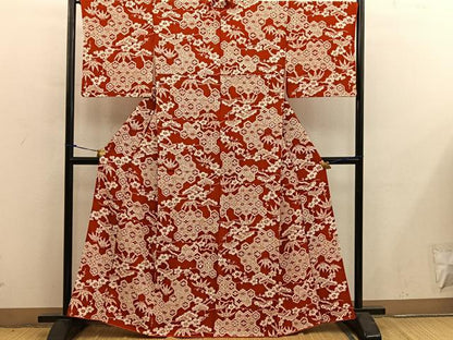 平和屋着物■上質な小紋　型染め　亀甲花文　正絹　逸品　BAAY0123mz