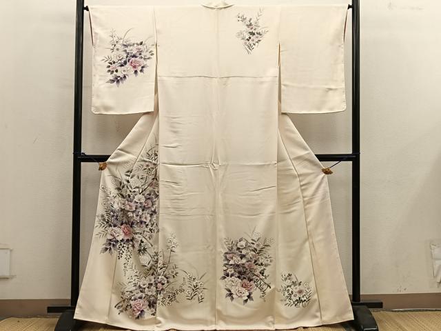 平和屋着物■訪問着　手描き　牡丹花文　正絹　逸品　BAAY0129mz
