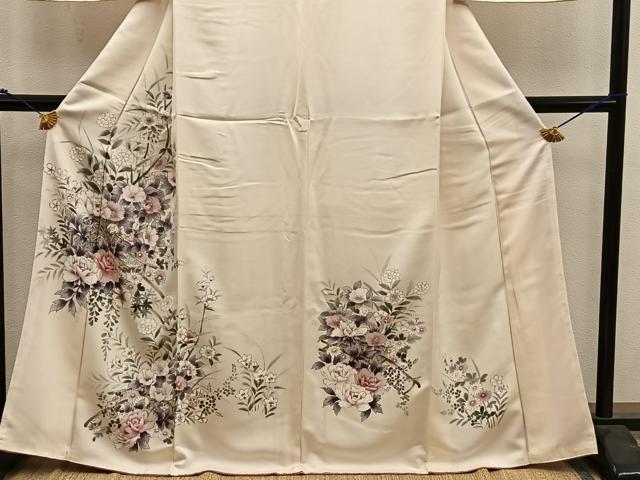 平和屋着物■訪問着　手描き　牡丹花文　正絹　逸品　BAAY0129mz