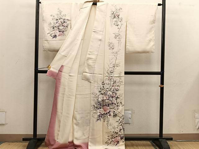 平和屋着物■訪問着　手描き　牡丹花文　正絹　逸品　BAAY0129mz