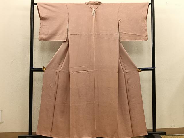 平和屋着物■上質な色無地　霞地紋　櫨染色　正絹　逸品　BAAY0130mz
