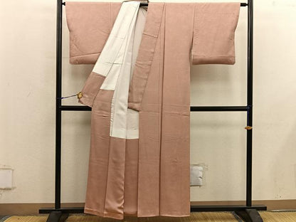 平和屋着物■上質な色無地　霞地紋　櫨染色　正絹　逸品　BAAY0130mz