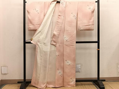 平和屋着物●上質な小紋　草花文　地紋起こし　暈し染め　正絹　逸品　BAAY0132mz