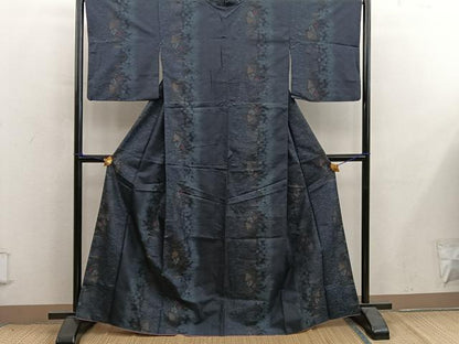 平和屋着物●本場大島紬　流水色紙重ね花文　正絹　逸品　BAAY0134mz
