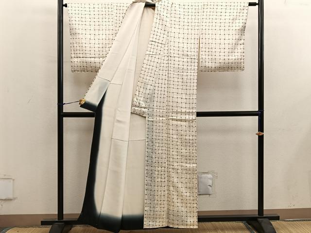 平和屋着物■上質な小紋　幾何学文様　正絹　逸品　BAAY0135mz