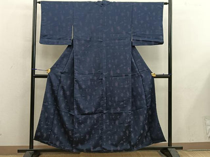 平和屋着物■上質なお召　幾何学文様　正絹　逸品　BAAY0136mz
