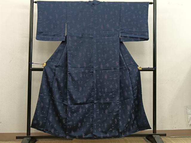 平和屋着物■上質なお召　幾何学文様　正絹　逸品　BAAY0136mz