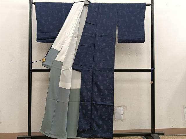 平和屋着物■上質なお召　幾何学文様　正絹　逸品　BAAY0136mz