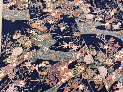 平和屋着物■上質な小紋　枝菊花文　正絹　逸品　BAAY0137mz