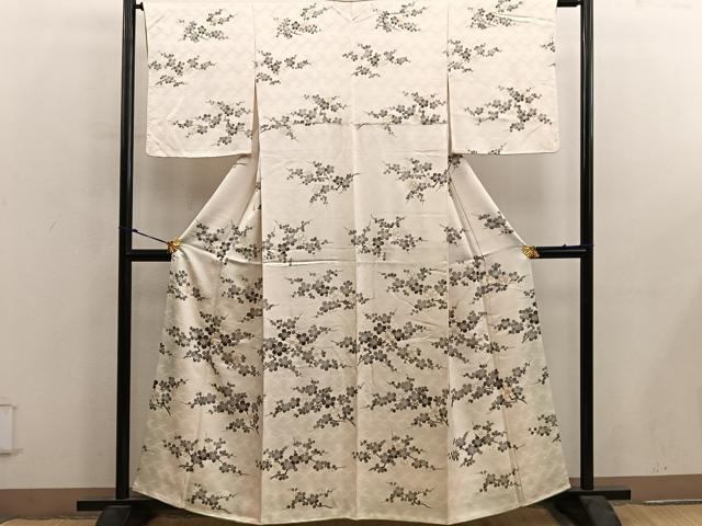 平和屋着物■訪問着　枝梅文　金彩　正絹　逸品　BAAY0138mz