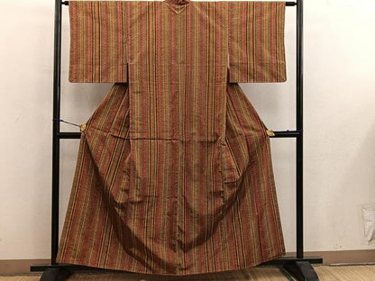 平和屋着物■上質な紬　草花間道　正絹　逸品　BAAY0139mz