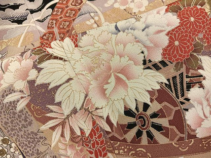 平和屋着物■豪華黒留袖　花車文　金彩　正絹　逸品　BAAY0141mz