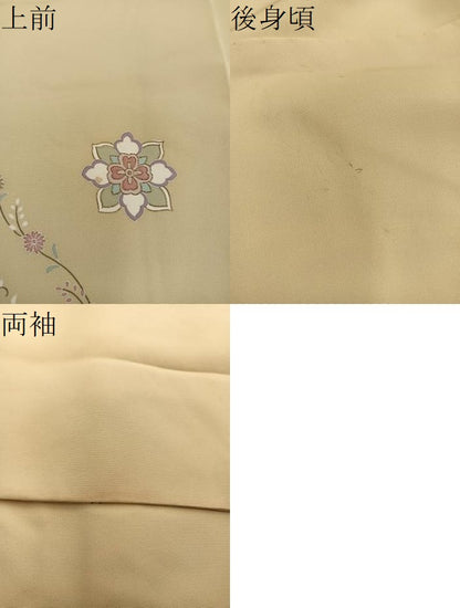 平和屋着物●訪問着　刺繍　草花文　金彩　正絹　逸品　BAAY0144mz