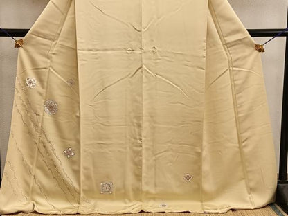 平和屋着物●訪問着　刺繍　草花文　金彩　正絹　逸品　BAAY0144mz