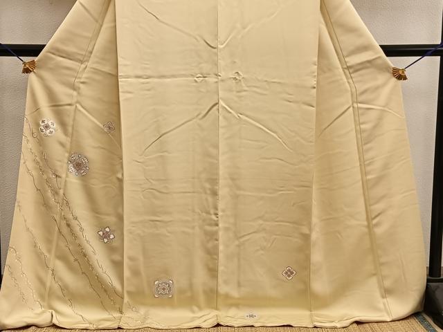 平和屋着物●訪問着　刺繍　草花文　金彩　正絹　逸品　BAAY0144mz