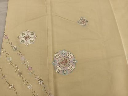 平和屋着物●訪問着　刺繍　草花文　金彩　正絹　逸品　BAAY0144mz