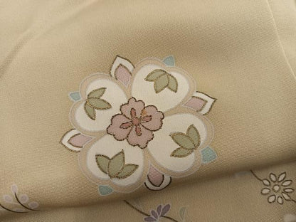 平和屋着物●訪問着　刺繍　草花文　金彩　正絹　逸品　BAAY0144mz