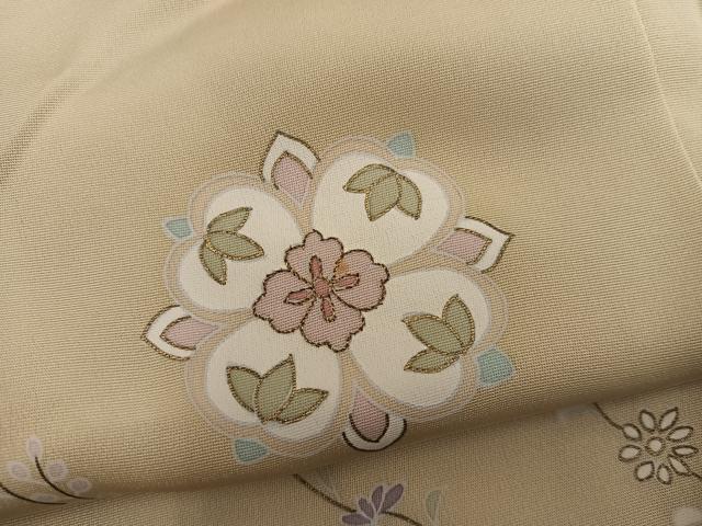 平和屋着物●訪問着　刺繍　草花文　金彩　正絹　逸品　BAAY0144mz