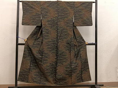 平和屋着物■本場大島紬　草葉文　正絹　逸品　BAAY0148mz