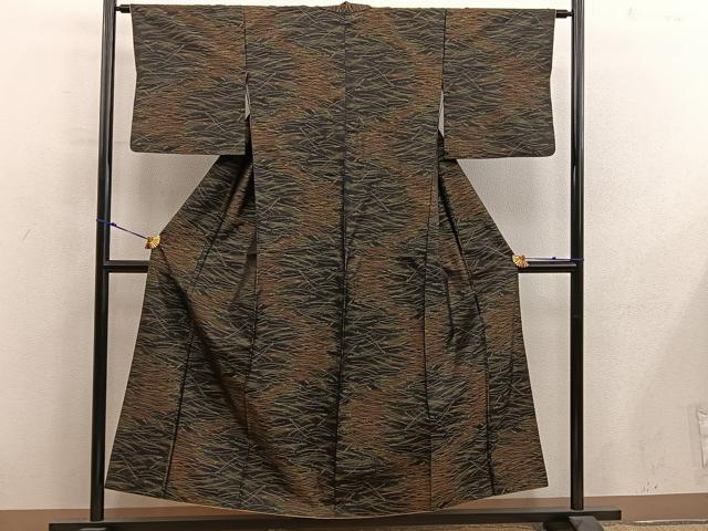平和屋着物■本場大島紬　草葉文　正絹　逸品　BAAY0148mz
