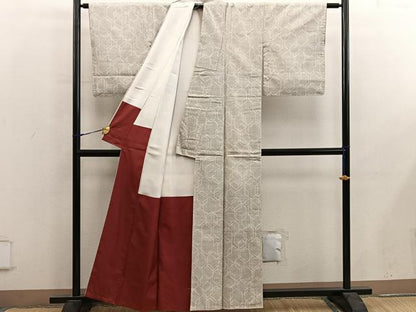 平和屋着物■上質な紬　亀甲文　正絹　逸品　BAAY0151mz