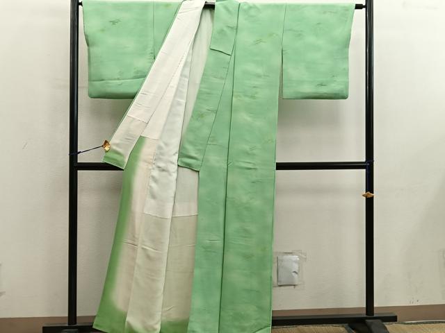平和屋着物■上質な小紋　枝葉文　暈し染め　正絹　逸品　BAAY0154mz