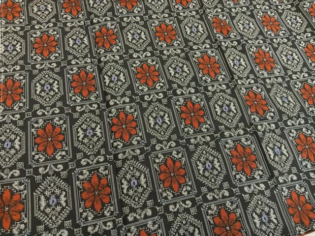 平和屋着物■本場村山大島紬　アンサンブル　草花文　正絹　逸品　BAAY0156mz