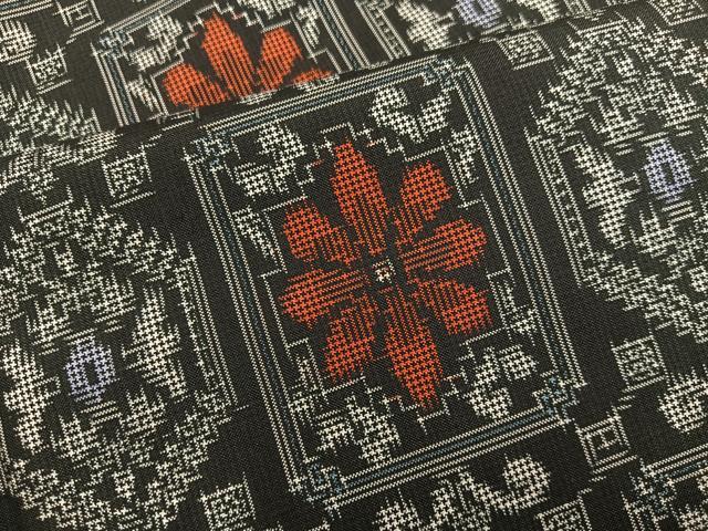 平和屋着物■本場村山大島紬　アンサンブル　草花文　正絹　逸品　BAAY0156mz
