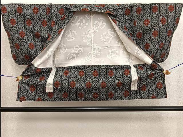 平和屋着物■本場村山大島紬　アンサンブル　草花文　正絹　逸品　BAAY0156mz
