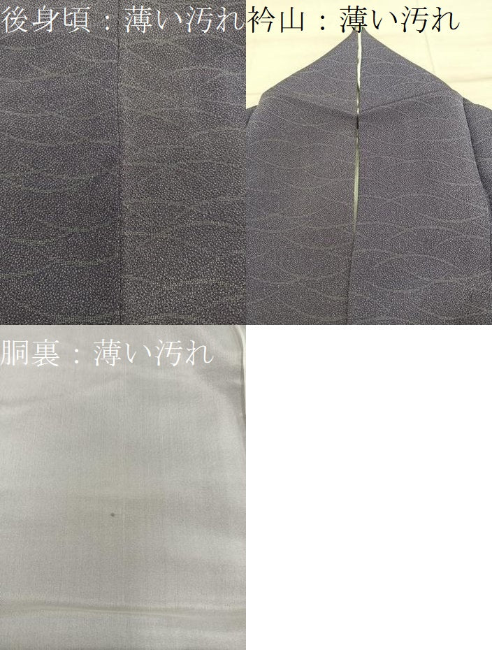 平和屋着物■上質な小紋　芝草文　鬼しぼ縮緬　正絹　逸品　BAAY0157mz