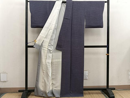 平和屋着物■上質な小紋　芝草文　鬼しぼ縮緬　正絹　逸品　BAAY0157mz