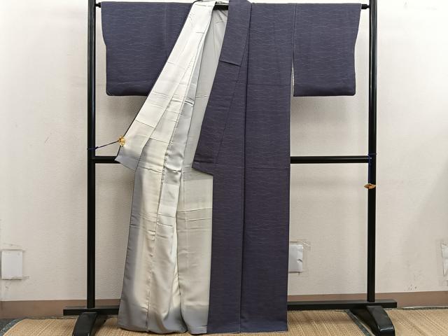 平和屋着物■上質な小紋　芝草文　鬼しぼ縮緬　正絹　逸品　BAAY0157mz