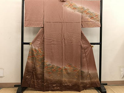 平和屋着物■訪問着　刺繍　立波花文　暈し染め　金彩　正絹　逸品　BAAY0159mz