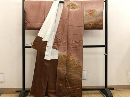 平和屋着物■訪問着　刺繍　立波花文　暈し染め　金彩　正絹　逸品　BAAY0159mz