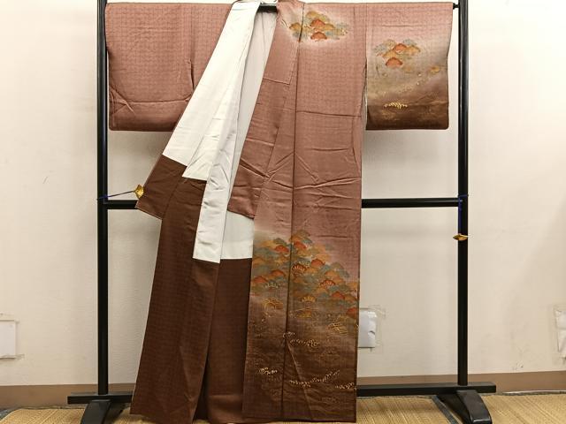 平和屋着物■訪問着　刺繍　立波花文　暈し染め　金彩　正絹　逸品　BAAY0159mz