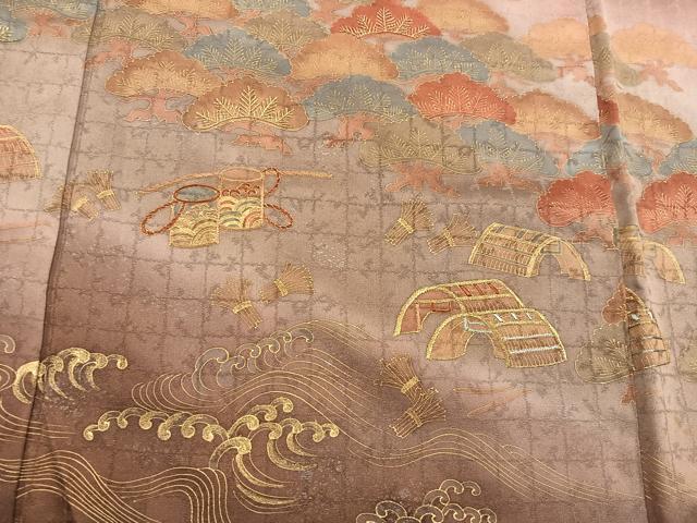 平和屋着物■訪問着　刺繍　立波花文　暈し染め　金彩　正絹　逸品　BAAY0159mz