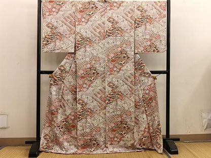 平和屋着物■上質な小紋　菊花文　正絹　逸品　未使用　BAAY0160mz
