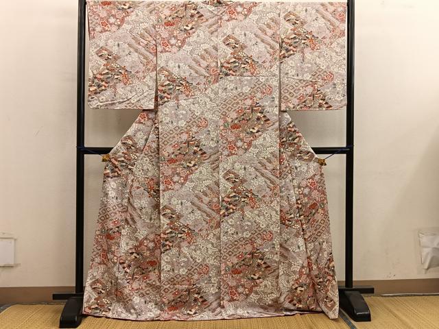 平和屋着物■上質な小紋　菊花文　正絹　逸品　未使用　BAAY0160mz