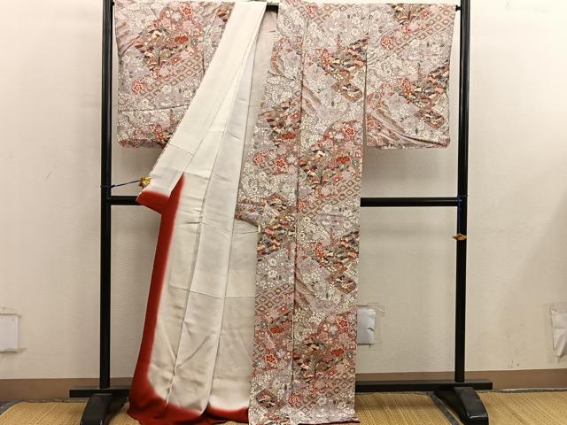 平和屋着物■上質な小紋　菊花文　正絹　逸品　未使用　BAAY0160mz