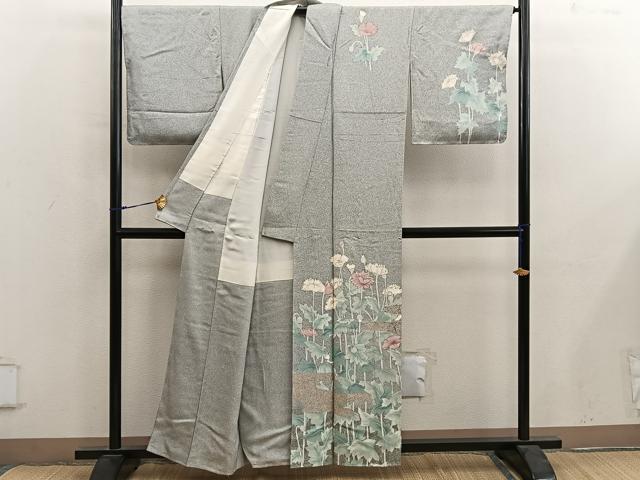 平和屋着物●訪問着　作家物　枝花文　たたき染め　金彩　正絹　逸品　未使用　BAAY0161mz